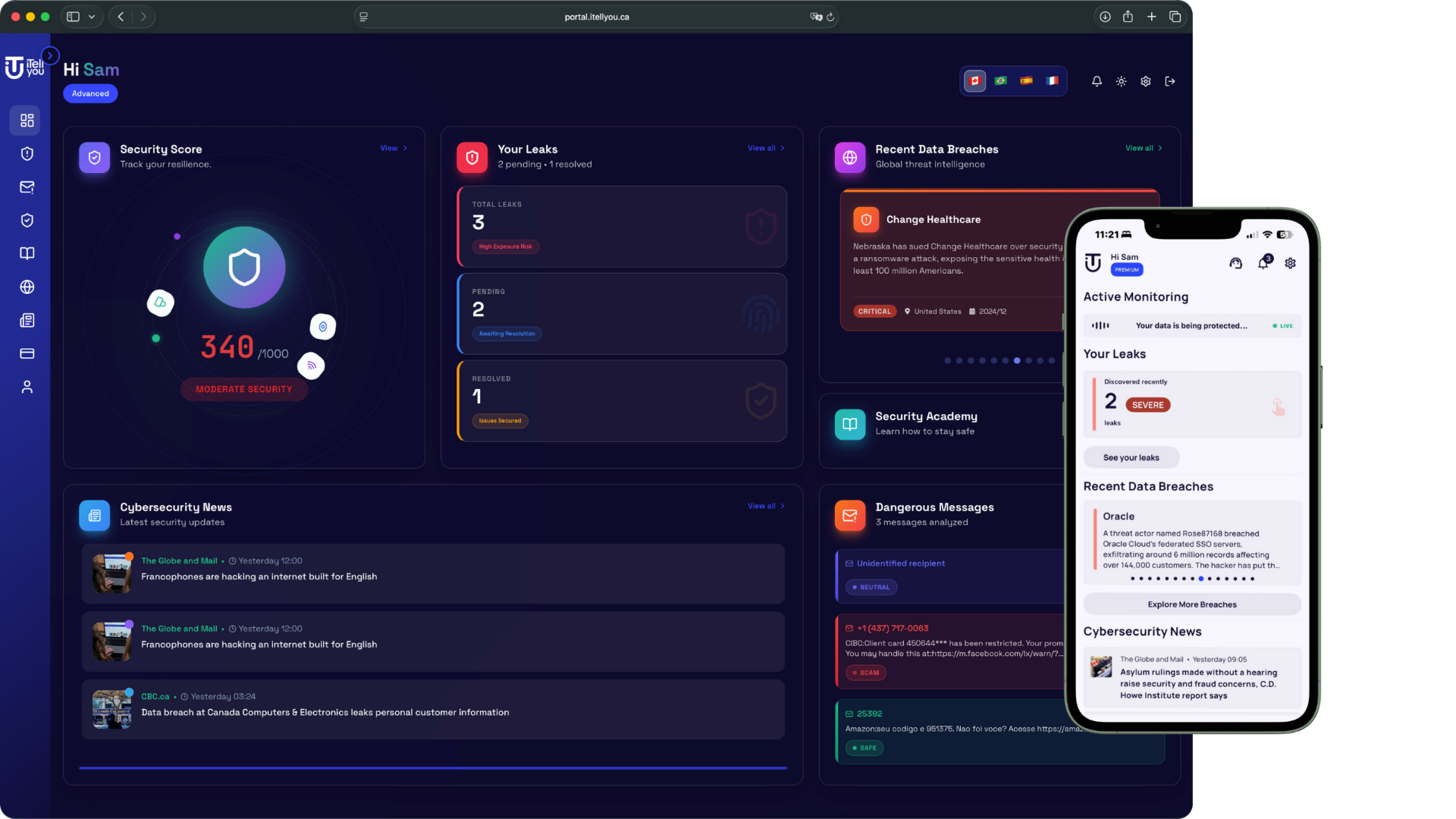 iTellYou dashboard preview